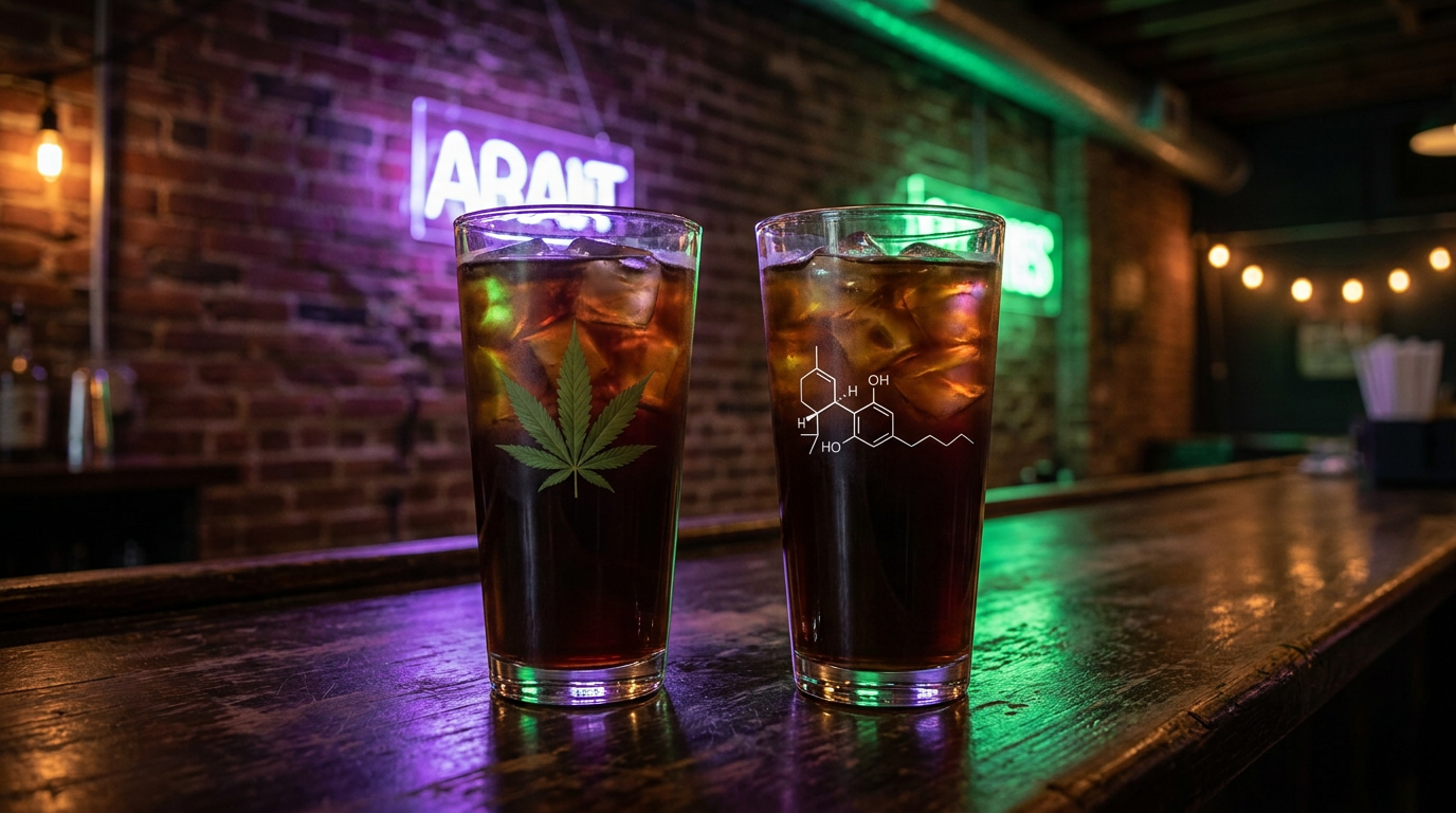THC and CBD coffee mugs side-by-side.