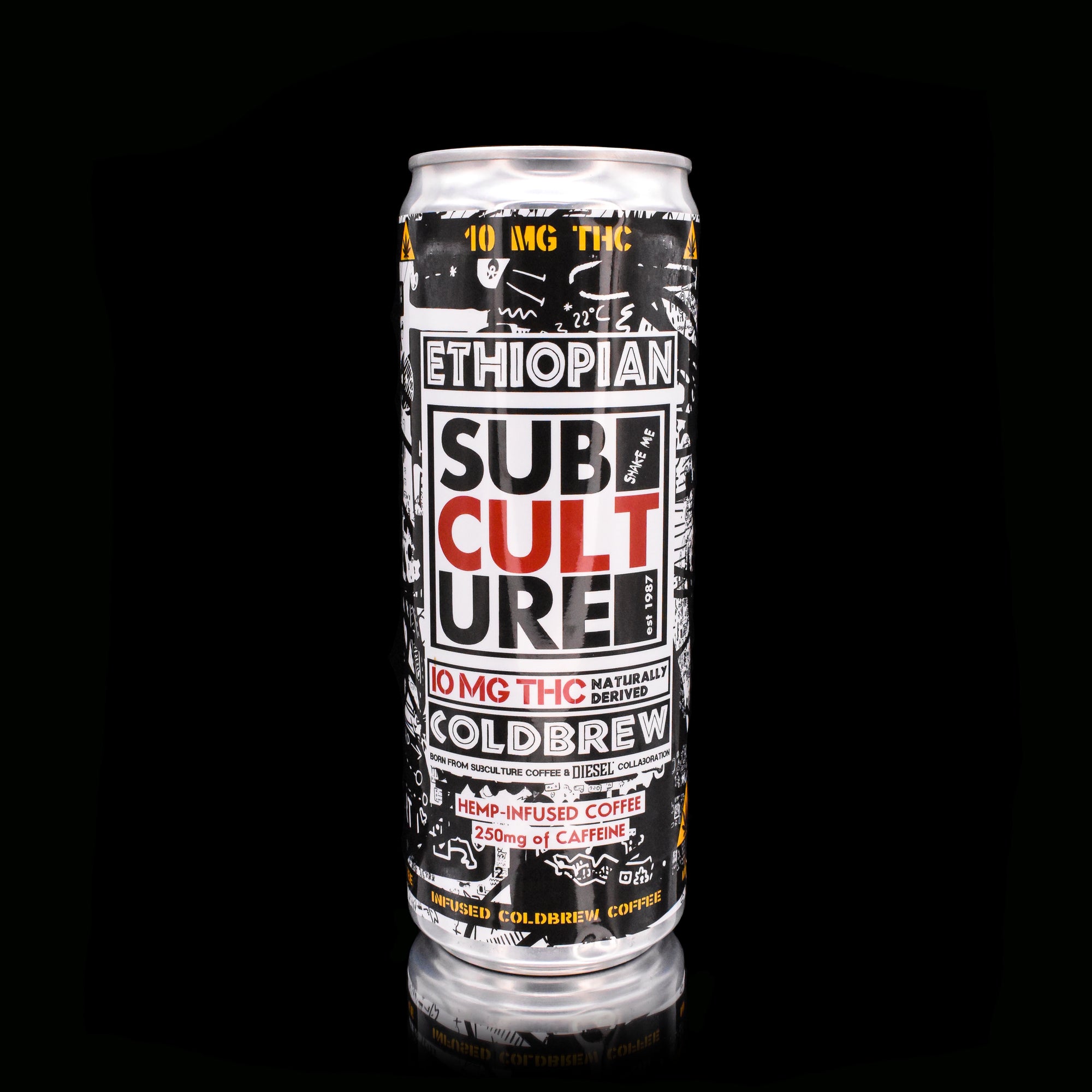10mg THC Black Cold Brew Coffee 12-pack — Subculture Coffee, Colorado hemp